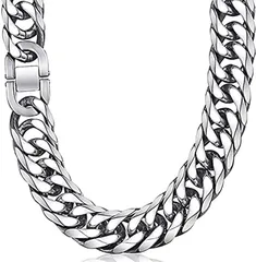 Ｉｂｅａｔ　９ Ibeat9 喜平ネックレス メンズ 6面カット ダブル チェーン シルバー ステンレス プレゼント ギフト( シルバー,  14mm70cm)