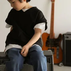 セール!! 新品未着用 未使用 [T2] ティーツー 【ベビー】裏毛Vネックベスト ベスト ベージュ ブラック 黒 無地 シンプル