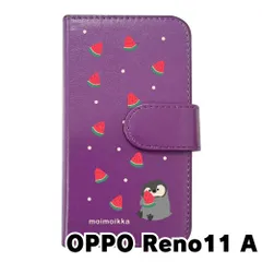 【新品未使用】OPPO Reno11 A オッポ スマホケース 手帳型 (色：パープル×柄：ペンギンとスイカ)moimoikka ペンギン 動物 flip2-reno11a-pr-20139