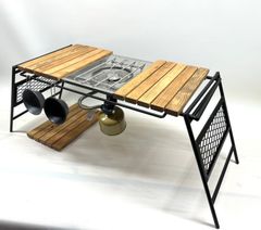 アイアンテーブル igtテーブル フラットバーナー ワコトオイルミディアムウォルナット色