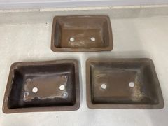 盆栽鉢　長方　鳥泥　レトロ　3点セット　松盆栽　小品盆栽　松柏　盆栽　雑木　多肉植物　山野草　草花　花　サボテン　鉢　植木鉢