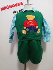 ミキハウス80　レトロくまベストセットアップ