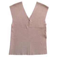 良品 SNIDEL スナイデル Vネック ニット ベスト ジレ 共布ベルト ノースリーブ カットソー スリット サイズ1 モカ 茶系 ブラウン レディース 古着 中古 USED