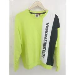 ◇ VISION STREET WEAR ロゴ プリント 長袖 トレーナー サイズM グリーン系 ブラック ホワイト メンズ  【中古】 【1202240000386】