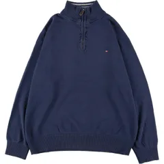 古着 トミーヒルフィガー TOMMY HILFIGER コットンニットハーフジップセーター メンズL/eaa366309