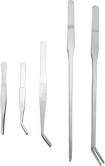 ルボナリエ ピンセット 園芸 長い ロング 先曲がり 多肉植物 観葉植物 テラリウム 園芸用ピンセット ステンレス 5個(シルバー)