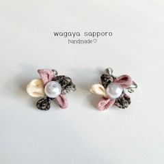 着物生地　イヤリング　和風