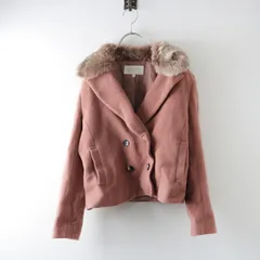 美品 プロポーションボディドレッシング PROPORTION BODY DRESSING エコファー襟付きPコート 3/ピンク ダブル【2400014250220】