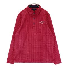 サイズ：L CALLAWAY キャロウェイ 長袖ポロシャツ 総柄 レッド系