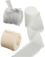 S.fields.inc フレッジリボン テープ フリル シフォン 5ｍ 3巻セット ポリエステル( ホワイト系)