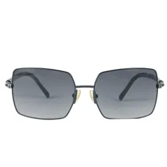 LANVIN ランバン ラインストーン付き メタルフレーム スクエア レンズ サングラス 眼鏡 コバルトブルー 58□16 フランス製 ブランドのサムネイル