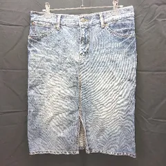 ◇ PAGEBOY ページボーイ スリット　ダメージ加工　シンプル ひざ丈 タイト スカート サイズL ブルー系 レディース E  【1303270006802】