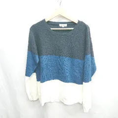 ◇ ⊇ THE SHOP TK ボーダー柄 長袖 ニット セーター サイズL ネイビー ブルー ホワイト レディース E  【1411280008485】