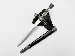 ④『ポケット西洋ナイフ』全長 35cm 耐酸鋼刃 × 亜鉛合金装具 未開刃 プラスチック鞘付 西洋短剣　西洋剣　西洋剣　レプリカ　COSPLAY 装飾用”“非実戦 美術刀 刀装具 模擬刀 居合刀 日本刀 模造刀 鑑賞用 武具
