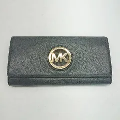 ◇ MICHAEL KORS マイケルコース MKロゴ スナップボタン 小銭入れあり 長財布 ブラック レディース （メンズ） E 【1308290054741】