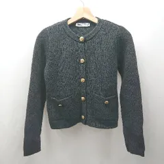 ◇ ⊇ ZARA ザラ エンブレムボタン 長袖 カーディガン サイズS ブラック系 レディース E  【1507030001049】