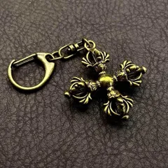 真鍮 キーホルダー キーリング ヴィンテージ ビンテージ アンティーク レトロ 真鍮製 縁起物 金運 ハンドメイド ペンダントトップ 置物 チャーム クロス a 十字架 159