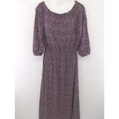 ◇ a.v.v standard アーヴェヴェスタンダード 総柄 長袖 ロング ワンピース サイズS ネイビー レッド マルチ レディース  【中古】 【1204070002288】