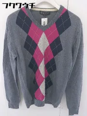 ◇ BEAUTY & YOUTH UNITED ARROWS アーガイル ウール ニット Vネック 薄手 セーター サイズM ダークグレー系 メンズ  【中古】 【1112170007969】