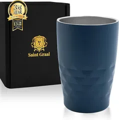 SaintGraal ステンレス タンブラー 真空断熱 保冷 保温 誕生日プレゼント 男性 父の日 ギフト グラス コップ お酒 ビール ハイボール(ネイビー)