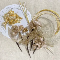 成人式髪飾り＊シャンパンゴールド×水引×金箔のサムネイル