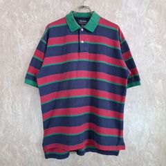 TWICKERS BY KENNETH GORDON ストライプ スリット ビッグシルエット レッド 赤 ネイビー 紺　グリーン 緑 XL ポロシャツ