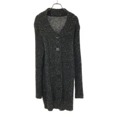 長袖 ロング ニットカーディガン M ブラック系 レディース