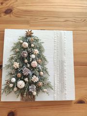 クリスマスツリー　ボード　壁掛け（ホワイト）