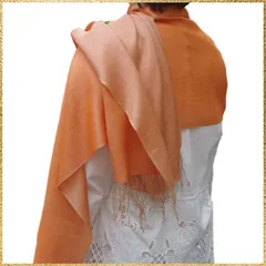 ☆彡送料無料でお届け☆彡Color:オレンジ/ベージュ ストール シルク ウール リバーシブル 大判 春夏 春 レディース メンズ共用 薄手 ショール [.a all over the world] (オレンジ×ベージュ)