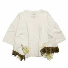 美品 ファセッタズム FACETASM 変形 フリンジ Tシャツ 半袖 オーバーサイズ ビッグシルエット クルーネック 丸首 プルオーバー カットソー トップス 1 白 ホワイト ブラウン アイボリー レディースのサムネイル