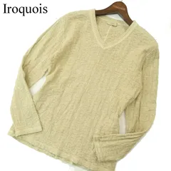 Iroquois イロコイ 通年 幾何学模様★ 総柄 Vネック コットン ニット セーター Sz.1　メンズ 日本製のサムネイル