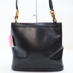 2506-77 ウンガロ ハンドバッグ 美品 ungaro レザー製 ブラック 金金具