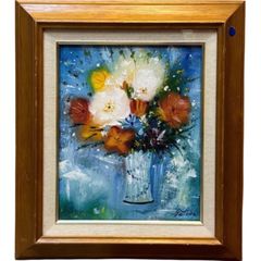 土屋茂 油絵 花 花瓶 額縁付き 中古品 - メルカリ