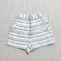 ＼新品タグ付✨夏映えリネン混ショーパン／リエンダ＊ rienda＊ホワイト×ライトブルー＊XSサイズ＊夏服✨のサムネイル