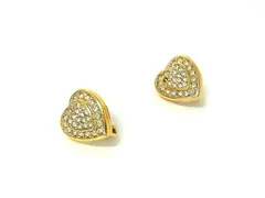 ■美品■ NINA RICCI ニナリッチ ラインストーン クリップ式 ハートモチーフ イヤリング アクセサリー レディース ゴールド系 DI1625