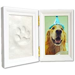 heizi ペットフォトフレーム 犬 猫 手形 足型 粘土 フレーム 写真立て 肉球 メモリアル 誕生日 遺影 仏具 (ホワイト)