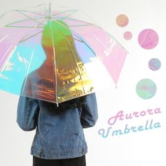 オーロラ傘 ビニール傘 レディース 雨傘 透明 レインボー SNS映え ホログラム ジャンプ傘 8本骨 GPT gu1a845