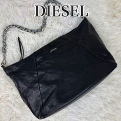 良品 ディーゼル DIESEL ショルダーバッグ オールレザー 黒 デニム チェーン