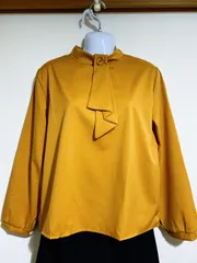 新品 M L XL レディース ボウタイ ブラウス シャツ ライトブラウン