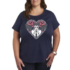 【送料無料】 アンブランデッド レディース Tシャツ トップス Plus Size Bat Pinup Graphic Tee Navy