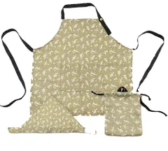 ヤクセル 収納袋付き エプロン 子供用 3点セット 身長 120~150cm 三角巾 巾着 調理実習 L きょうりゅう ベージュ 50519 [L きょうりゅう]