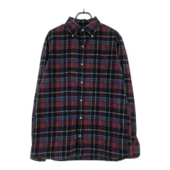 ジムフレックス 日本製 チェック 長袖 ボタンダウンシャツ M レッド×ブルー系 GYMPHLEX メンズ 古着 【240323】