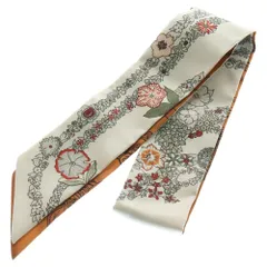 HERMES (エルメス) BRIDES DE GALAEN FLUERS ツイリー スカーフ ホワイト/ブラウン レディース