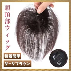 頭頂部ウィッグ　茶　ヘアピース　部分かつら　ショート　薄毛　円形脱毛症　ハゲ隠し