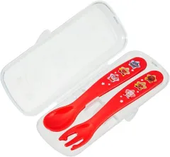 【送料込み♪】レックアンパンマン 食洗機対応 ケース付き 抗菌ベビースプーン＆フォーク(レッド)
