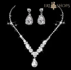 ネックレス & イヤリング or ピアス ティアドロップ ウェディング ジルコニア ブライダル