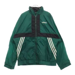 adidas (アディダス) 90s ロゴ刺繍 切り替えナイロンジャケット グリーン/ブラック