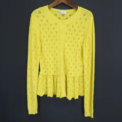 #a レッドヴァレンティノ RED VALENTINO カーディガン XS 黄色 ニット 長袖 綿 コットン 丸首 ペプラム 小さいサイズ [826850] k01のサムネイル