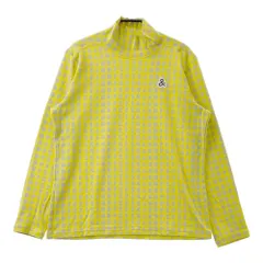 サイズ：LL AND PER SE アンパスィ 2024年モデル ハイネック 長袖Tシャツ ロゴ総柄 イエロー系 [240101461935] ゴルフウェア レディース ストスト サイズ：LL AND PER SE アンパスィ 2024年モデル ハイネック