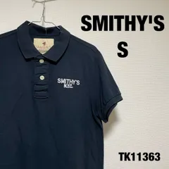 SMITHY'S ポロシャツ 半袖 S ネイビー ワンポイント 刺繍 ワッペン Mellow スミス 古着 TK11363